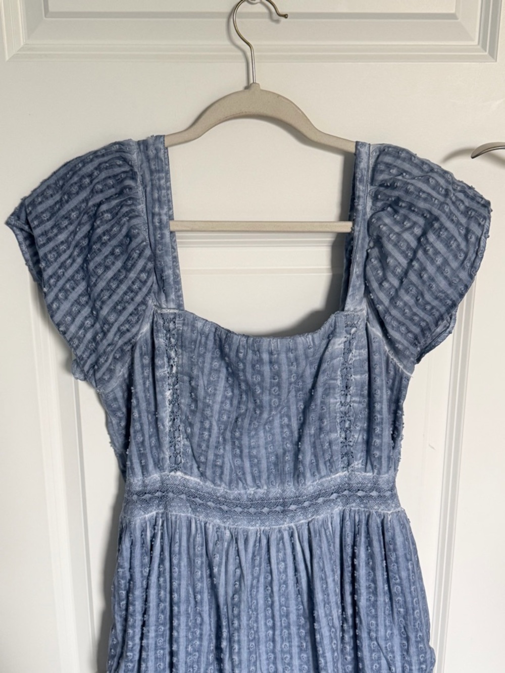 American Eagle Outfitters Light Blue Cotton Tiered Maxi Dress XL 54875 - Picture 3 of 16